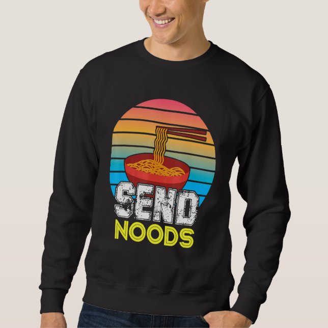 Skicka Noods Noodles Pasta Vintage Lång Ärmad Tröja (Framsida)