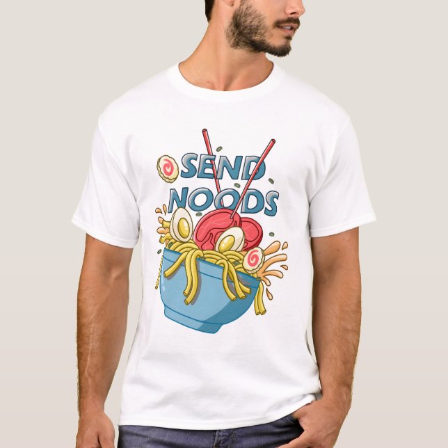 Skicka Noods Ramen Noodles T Shirt (Framsida)