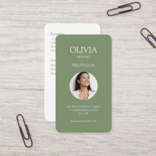 Skicka Oliv grönt fotot Social QR-kod Visitkort