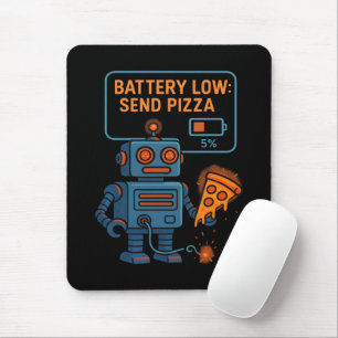 Skicka Pizza Robot Batteri 5% Spelande Matmatning  Musmatta