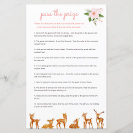 Skicka priset Baby Shower Game Rosa Blommigt Hjort
