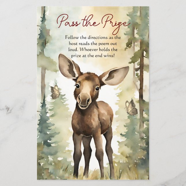 Skicka priset Game Cute Baby Moose Baby Shower (Baksida)