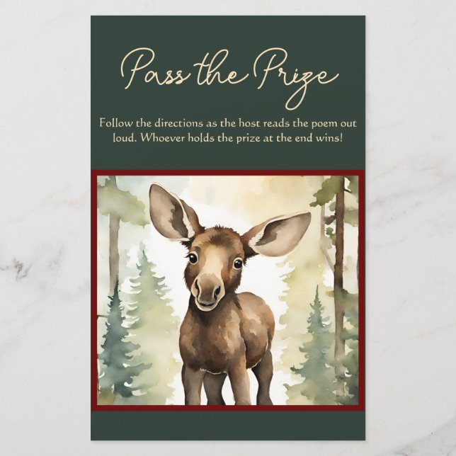 Skicka priset Game Cute Moose Baby Shower (Baksida)