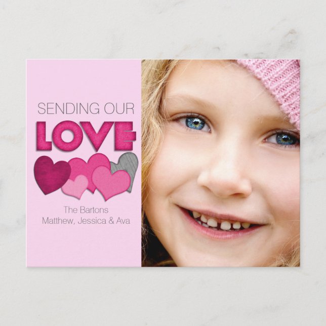 Skicka vår Kärlek Anpassningsbar Photo Valentine D Helg Vykort (Framsida)