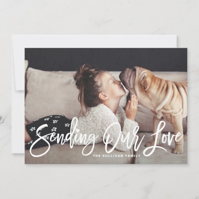 Skicka vår Kärlek Hand Lettered Valentindag II Julkort (Framsida)