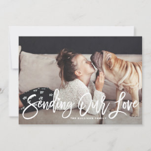 Skicka vår Kärlek Hand Lettered Valentindag II Julkort