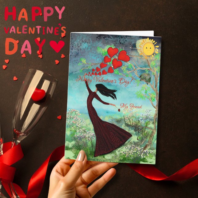 Skickar Alla hjärtans hjärtkort Helgkort (Sending Valentine's hearts Card)