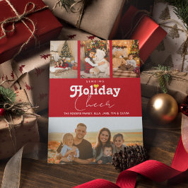 Skickar Cheer Guld Heart Rand Photo Julafton Julkort