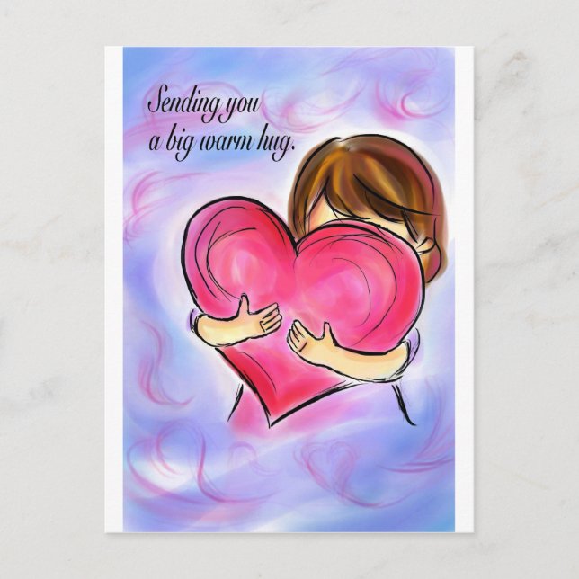 Skickar en stor varm kram till dig. vykort (Framsida)