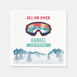 Skickar Födelsedagsfest Slopes Ski Snowboard Pappersservett