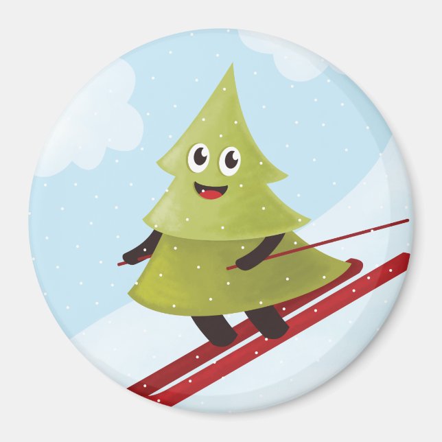 Skickar Gräs Träd Cute Snö Sports Winter Magnet (Framsidan)