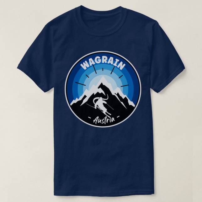 Skickar i Wagrain Austria Blue T Shirt (Design framsida)