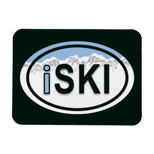 Skickar iSKI Oval Mountain Märkre Magnet (Horisontell)