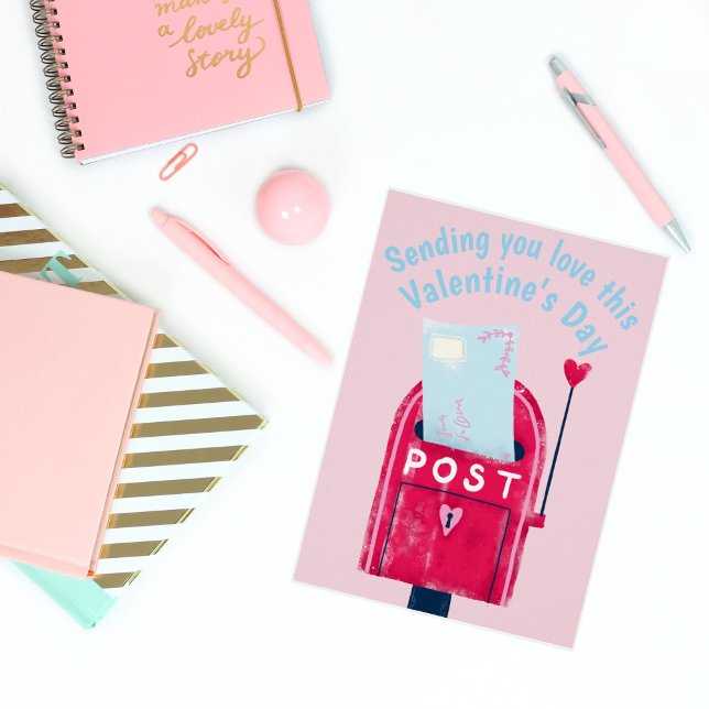 Skickar kärlek den här Alla hjärtans dag-brevlådan Helgkort (Skapare uppladdad)