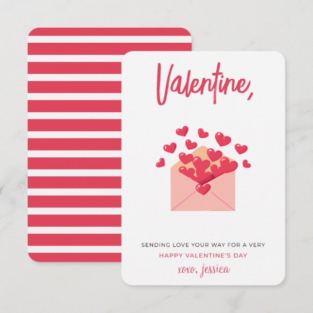 Skickar Kärlek ditt Way Kids Valentines day Anteckningskort (Fram/baksida)
