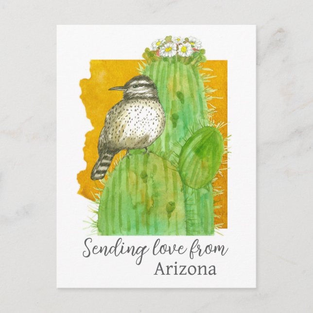 Skickar kärlek från Arizona Saguaro Kaktusgärdsmyg Vykort (Framsida)