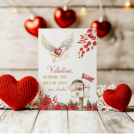 Skickar Kärlek-kuvert och Ro Valentine Anteckningskort