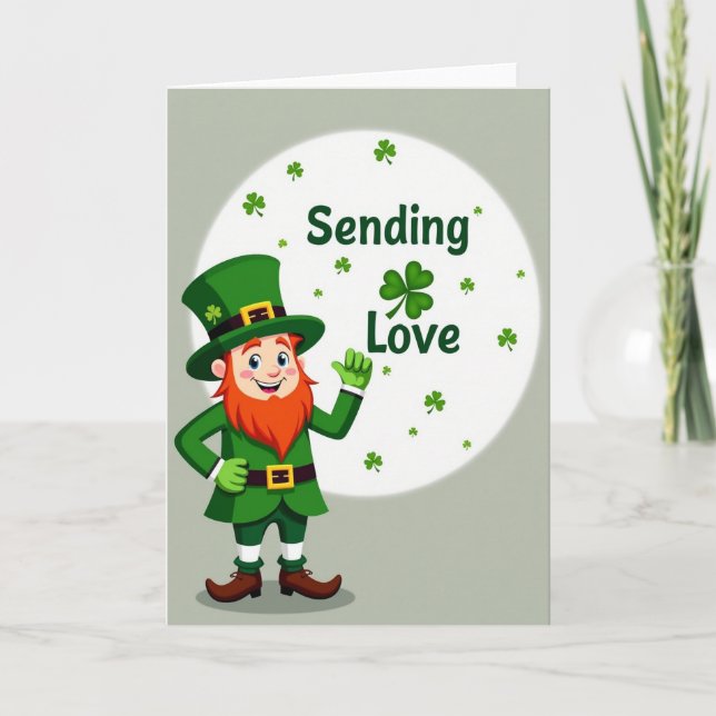 Skickar kärlek Leprechaun-kort Kort (Framsida)