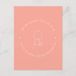 Skickar Kärlek Social Avstånd Rosa Cute Cat Lock Vykort