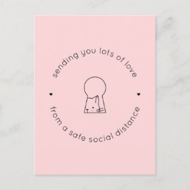 Skickar Kärlek Social Avstånd Rosa Cute Cat Lock Vykort