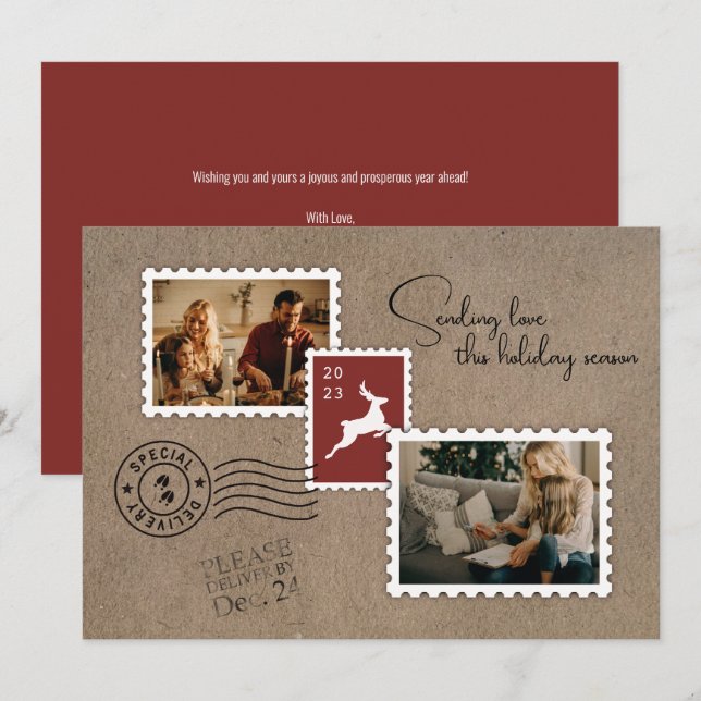 Skickar kärlek till foto julkort (Fram/baksida)