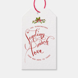 Skickar Mycket Kärlek Holly Blommig Jul Presentkor Presentetikett