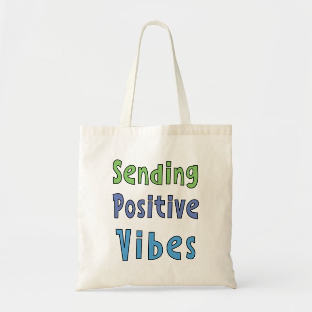 Skickar positiv Vibes Tote Bag Tygkasse (Framsidan)
