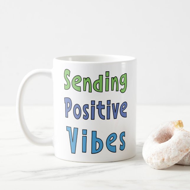 Skickar positiva vibes kaffemugg (Med munk)
