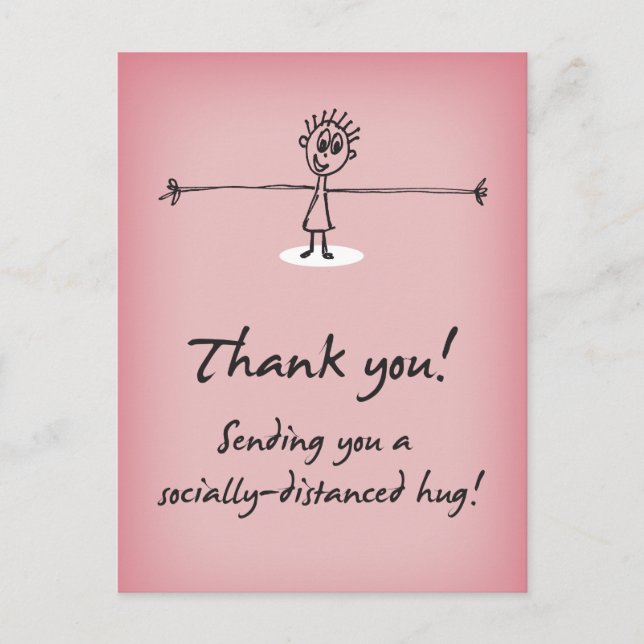 Skickar socialt Avstånd Hug Tack Vykort (Framsida)