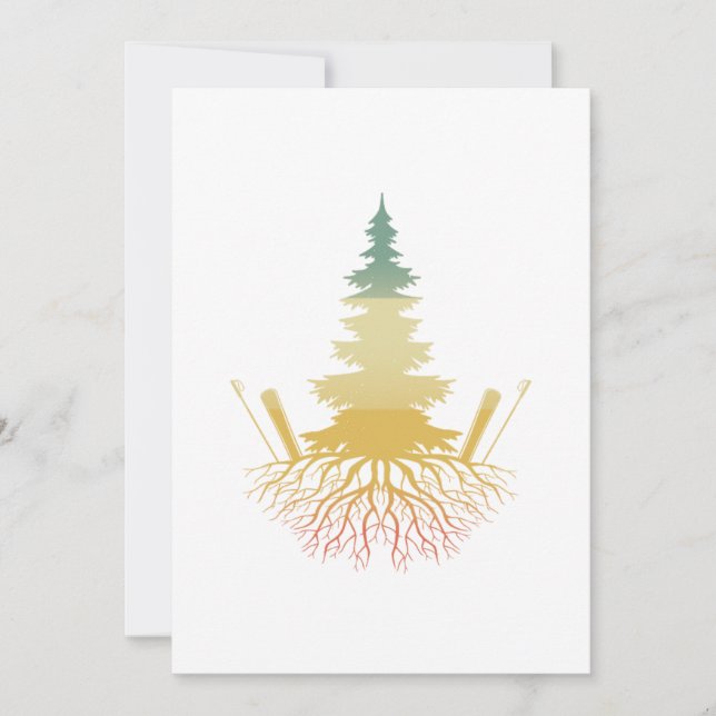 Skickar Träd Retro Winter Sports Mountains Skier G Inbjudningar (Framsida)