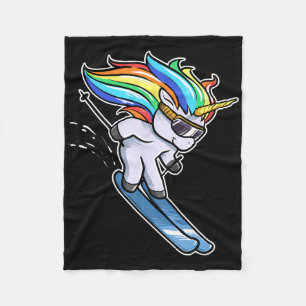 Skickar Unicorn Alpine Downhill Slalom Ski Skier Fleecefilt