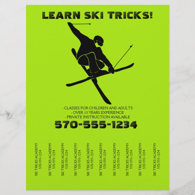 Skickat Lessons Ski Tricks Tear Off Strips Flyer (Framsidan)