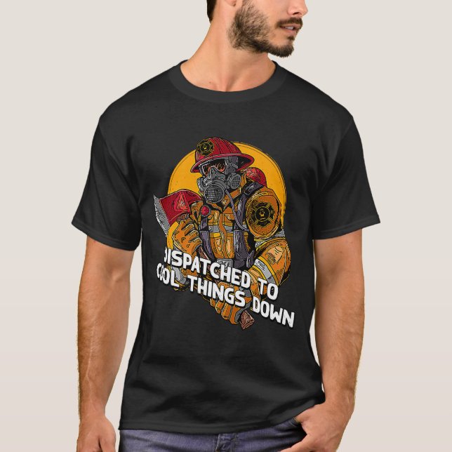 Skickat till Coola Sak Down Firefighter Firema T Shirt (Framsida)