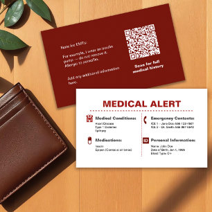 Skickkort för medicinsk varning Information om A Visitkort