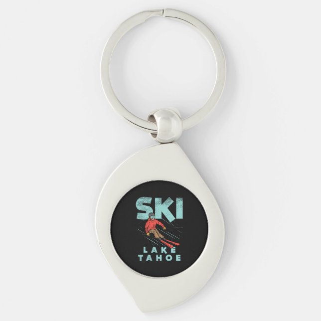 Skid Lake Tahoe Swirl Silverfärgad Nyckelring (Framsidan)