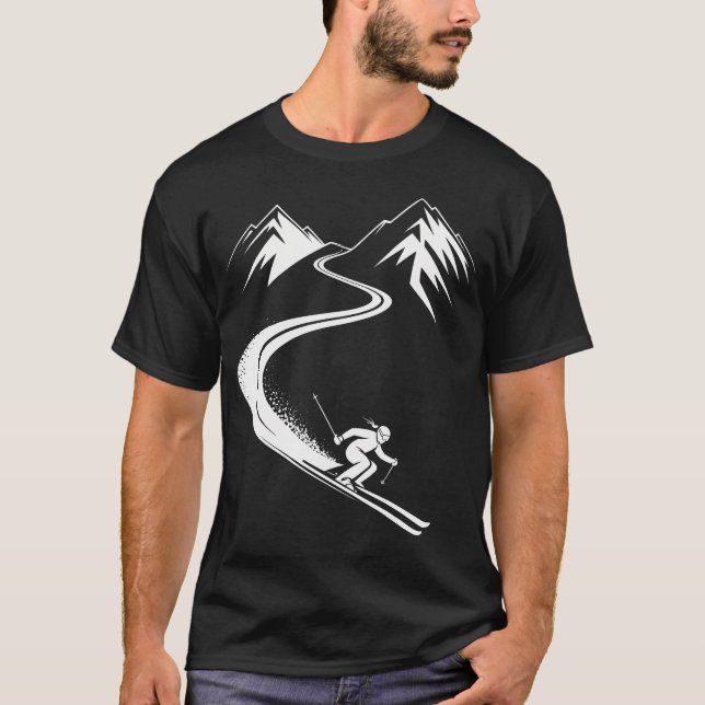 Skid Vintersport Skidåkare T Shirt (Framsida)