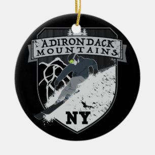 Skida Adirondack berg, NY Julgransprydnad Keramik
