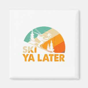 Skidå Du Senare Vinter Ledig Skidåkning Skidåkare Magnet