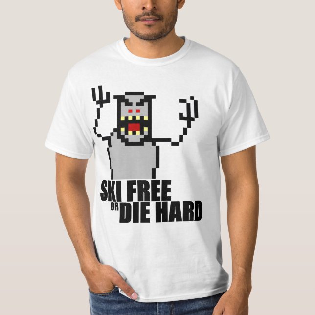 Skida fritt eller dö hårt tee shirt (Framsida)