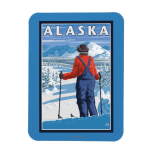 Skida i Alaska vintage resoraffisch Magnet