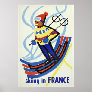 Skida i frankrikevintage affisch