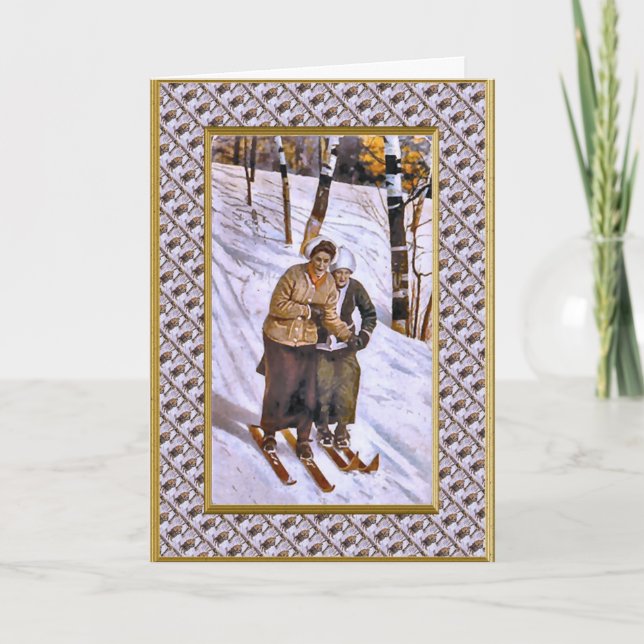 Skida i tandemcykel helgkort (Framsida)