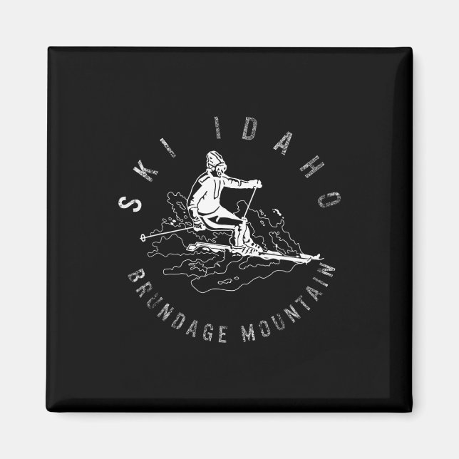 Skida Idaho Brundage Mountain Skidåkning Snowboard Magnet (Framsidan)