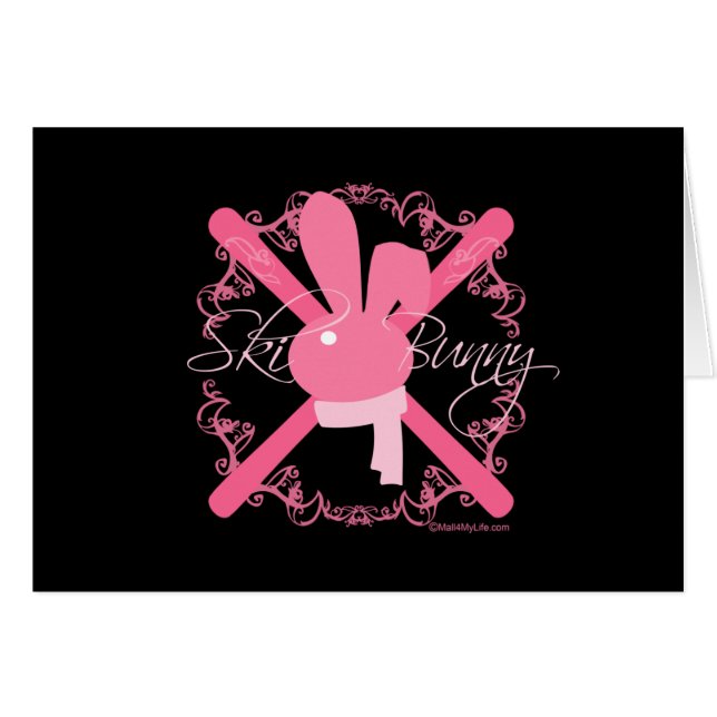 Skida kaninen hälsningskort (Framsidan Horizontal)