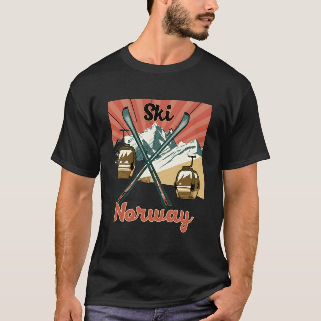 Skida Norge Norsk Skidning T Shirt (Framsida)