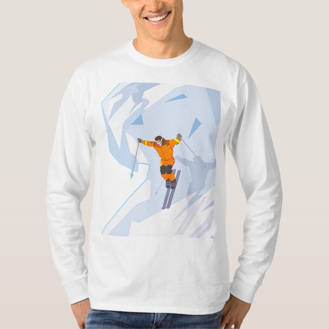 Skida på manar den grundläggande långärmadT-tröja T-shirt (Framsida)