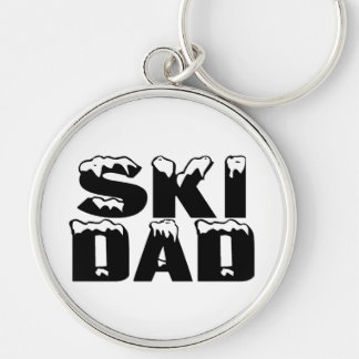 Skida pappan rund silverfärgad nyckelring