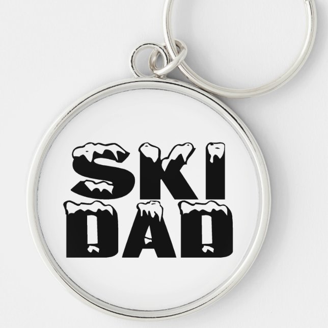 Skida pappan rund silverfärgad nyckelring (Framsidan)