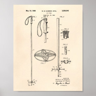 Skida Pole 1966 patenterad konst gammala Peper Poster