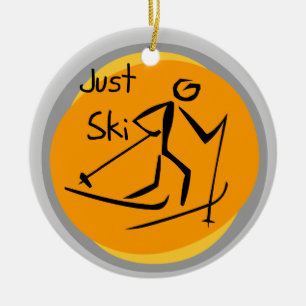 Skida precis T-tröja och gåvor Julgransprydnad Keramik